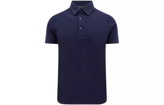 Рубашка поло мужская темно-синяя Loro Piana, синий