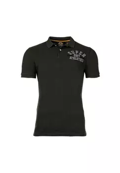 Рубашка-поло мужская - Vintage Superstate, короткий рукав, планка на пуговицах, хлопок Superdry., зеленый