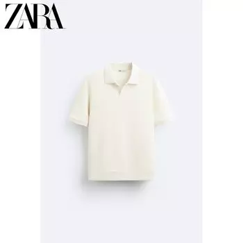 Рубашка-поло мужская Zara с короткими рукавами, белый