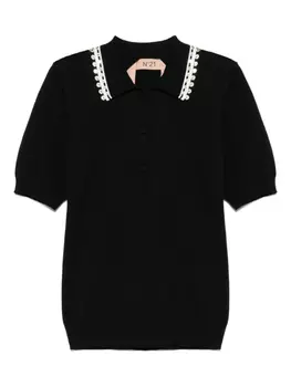 Рубашка-поло N21 crystal-embellished polo top, черный