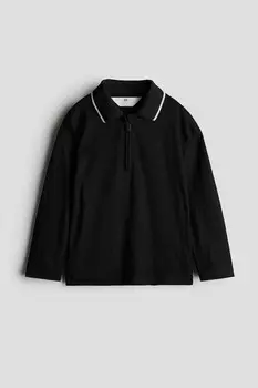 Рубашка поло на молнии H&M, черный