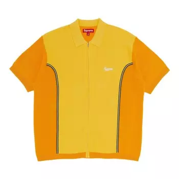 Рубашка-поло на молнии Supreme с окантовкой горчичного цвета