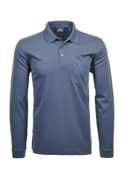 Рубашка-поло, нагрудный карман, длинный рукав, мужская RAGMAN, деним