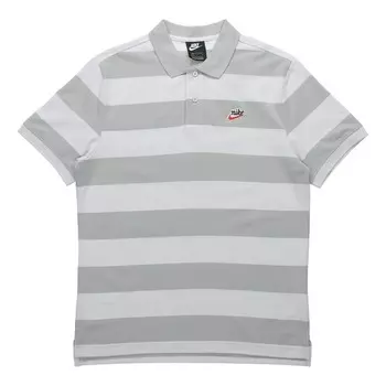 Рубашка-поло Nike Sportswear Heritage Stripe Colorblock Short Sleeve, серый/светло-серый