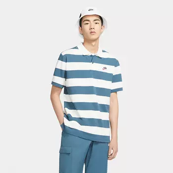 Рубашка-поло Nike Sportswear Heritage Stripe Colorblock Short Sleeve, синий/белый