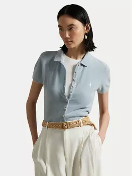 Рубашка поло облегающего кроя 211965095003 Polo Ralph Lauren, голубой