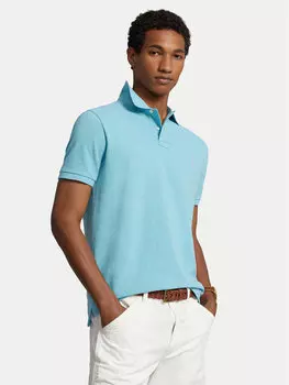 Рубашка поло облегающего кроя 710536856414 Polo Ralph Lauren, голубой