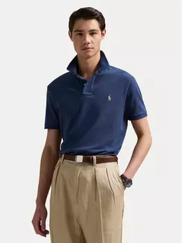 Рубашка поло облегающего кроя 710536856459 Polo Ralph Lauren, синий