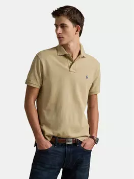 Рубашка поло облегающего кроя 710536856462 Polo Ralph Lauren, бежевый