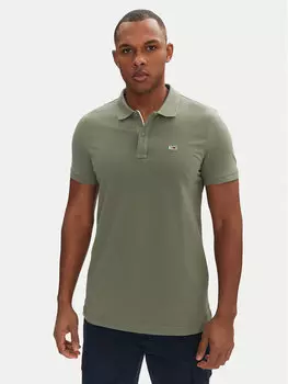 Рубашка поло облегающего кроя DM0DM20676 Tommy Jeans, зеленый