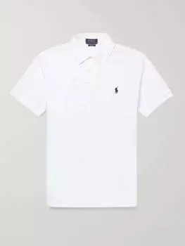 Рубашка поло облегающего кроя из хлопка-пике POLO RALPH LAUREN, белый
