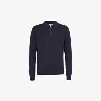 Рубашка-поло обычного кроя из хлопкового трикотажа в рубчик Arne, синий