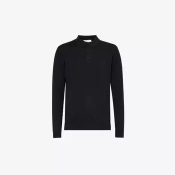 Рубашка-поло обычного кроя из хлопкового трикотажа в рубчик Arne, черный