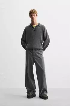 Рубашка-поло, окрасенная в готовом виде ZARA, черный