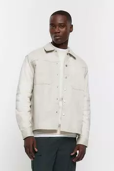 Рубашка-Поло Original Penguin с короткими рукавами и полосками на груди River Island, бежевый