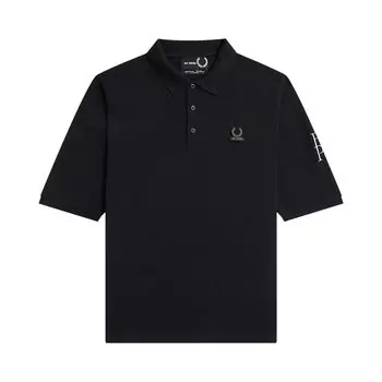Рубашка поло оверсайз с принтом Fred Perry x Raf Simons, цвет Черный