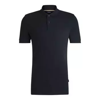Рубашка-поло Pallas Regular-fit из хлопка с вышитым логотипом BOSS, темно-синий