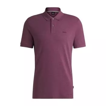 Рубашка-поло Pallas Regular-fit из хлопка с вышитым логотипом BOSS, светло-фиолетовый