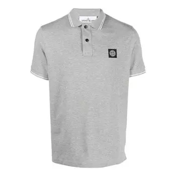 Рубашка поло patch polo shirt 'grey marl' Stone Island, серый