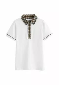 Рубашка поло PATTERNED COLLAR SHORT SLEEVE REGULAR FIT Next, белый