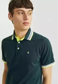 Рубашка поло PAULOS Jack & Jones, бирюзовый синий