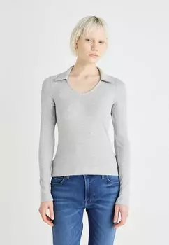 Рубашка поло PCNIKITA VNECK - Long sleeved top Pieces, цвет Light Grey Melange