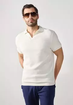 Рубашка поло Pier One by Zalando, кремовый