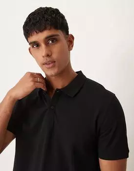 Рубашка поло пике черного цвета New Look