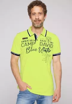 Рубашка поло PIKEE MIT LABEL APPLIKATIONEN Camp David, неоновый зеленый