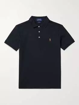 Рубашка поло Pima из хлопка Slim-Fit с вышитым логотипом POLO RALPH LAUREN, черный