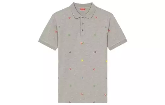 Рубашка поло Pixels мужская жемчужно-серая Kenzo, серый
