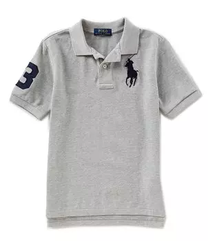 Рубашка-поло Polo Ralph Lauren Big Boys 8-20 с короткими рукавами и классической сеткой Big Pony Player, серый
