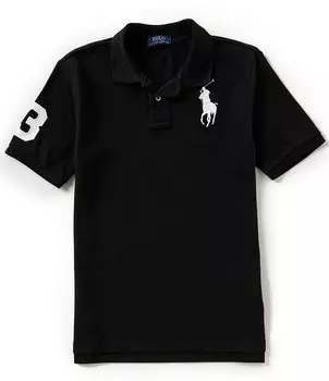 Рубашка-поло Polo Ralph Lauren Big Boys 8-20 с короткими рукавами и классической сеткой Big Pony Player, черный