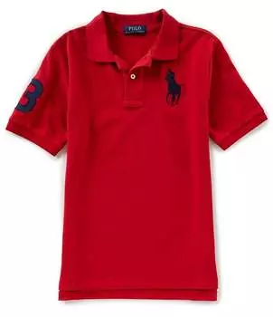 Рубашка-поло Polo Ralph Lauren Big Boys 8-20 с короткими рукавами и классической сеткой Big Pony Player, красный