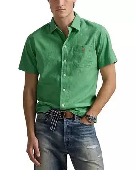 Рубашка поло Polo Ralph Lauren Classic Fit Linen-Cotton Camp Shirt, цвет Raft Green
