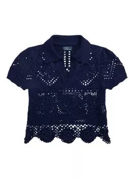 Рубашка-поло Polo Ralph Lauren crochet-knit top, синий