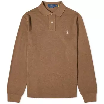 Рубашка-поло Polo Ralph Lauren Long Sleeve Custom Fit, коричневый