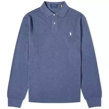 Рубашка-поло Polo Ralph Lauren Long Sleeve Custom Fit, темно-синий