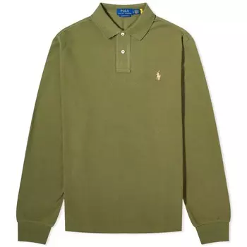 Рубашка-поло Polo Ralph Lauren Long Sleeve Custom Fit, зеленый