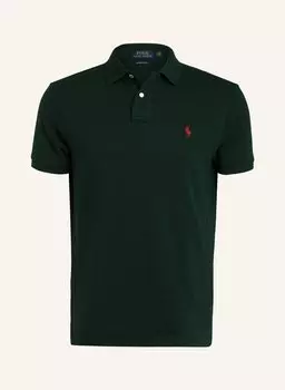 Рубашка поло POLO RALPH LAUREN Piqu Custom Slim Fit, темно-зеленый