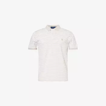Рубашка-поло Polo Ralph Lauren в сетчатую полоску, серо-бежевый / белый