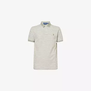 Рубашка-поло Polo Ralph Lauren в сетчатую полоску, серо-зеленый / белый