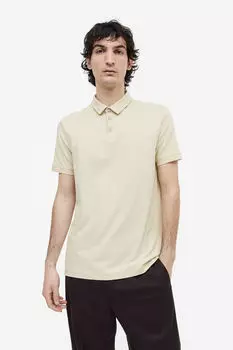 Рубашка-поло приталенного кроя H&M, бежевый