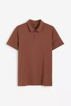 Рубашка-поло приталенного кроя H&M, коричневый