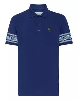 Рубашка поло приталенного кроя Пике SS Бандана с пейсли Philipp Plein, цвет Dark Blue