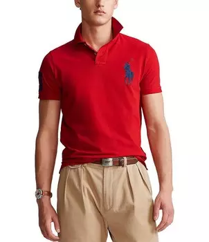 Рубашка поло приталенного кроя Polo Ralph Lauren в сетку с короткими рукавами и короткими рукавами, красный
