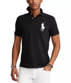 Рубашка поло приталенного кроя Polo Ralph Lauren в сетку с короткими рукавами и короткими рукавами, черный