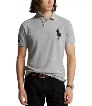 Рубашка поло приталенного кроя Polo Ralph Lauren в сетку с короткими рукавами и короткими рукавами, серый