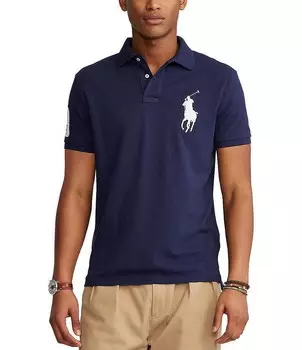 Рубашка поло приталенного кроя Polo Ralph Lauren в сетку с короткими рукавами и короткими рукавами, синий