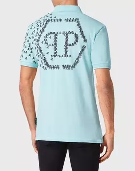 Рубашка-поло приталенного кроя SS Skull&Bones Philipp Plein, цвет Light Blue